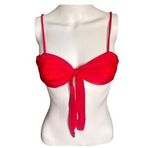 Womens red front tie red bikini top​